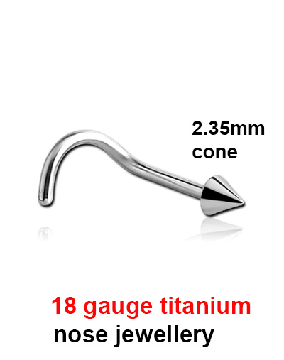 TNOC-1.0-Titanium Curved Cone Nose Stud-18 gauge