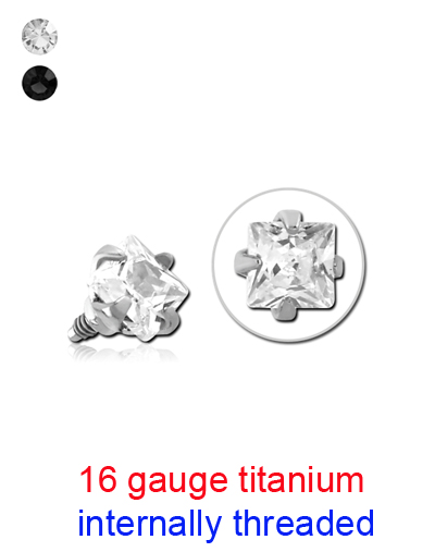 TINMSJ3-16g Internal Threaded Titanium Jewelled Attachment