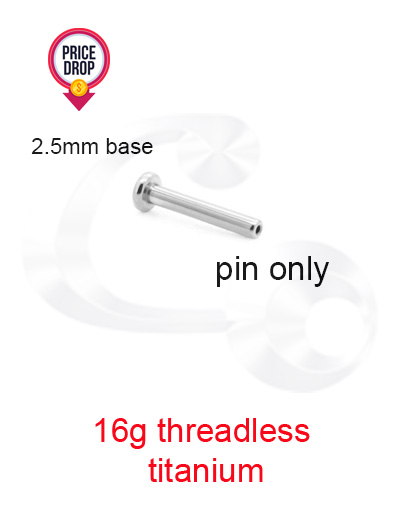 TPFIN-PIN-2.5 Titanium Threadless 16g Micro Labret Pin