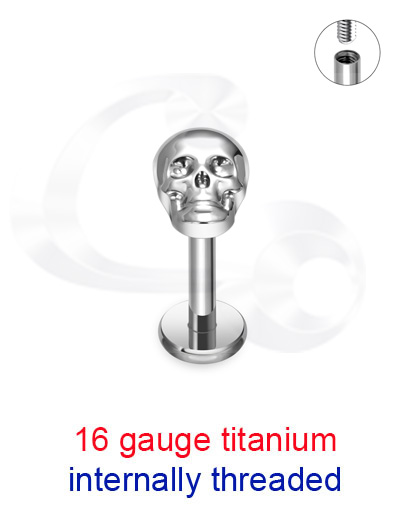 TINMLBJ4172 Titanium Internally Threaded Skull 16g Labret