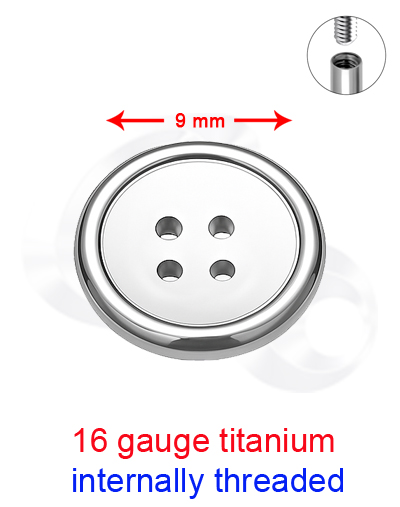 TINMB4375-16g Internal Threaded Titanium Button