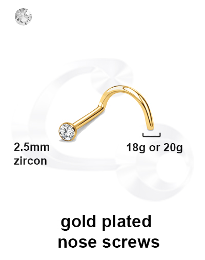 GPJNOY90 Gold Plated Surgical Steel Nose Screw
