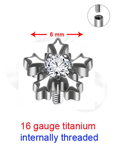 TINMJ4396-16g Titanium Internally Threaded Jewelled Attachment